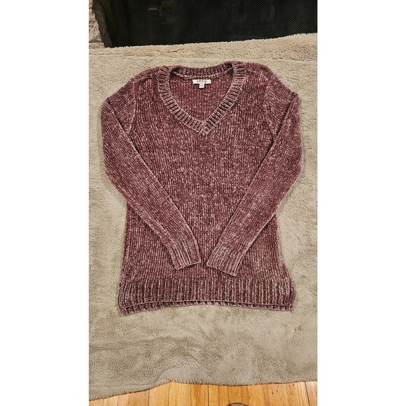 ORVIS Chenille Sweater Pink Misty Rose V Neck, Split Hem Soft Womens Sz M, New - Picture 1 of 8